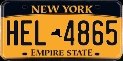 NY license plate HEL4865