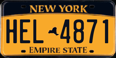 NY license plate HEL4871