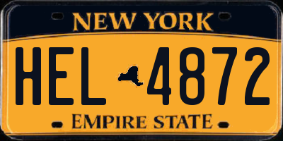 NY license plate HEL4872