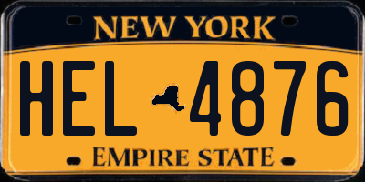 NY license plate HEL4876