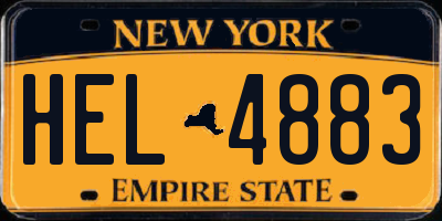 NY license plate HEL4883