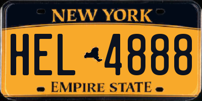 NY license plate HEL4888