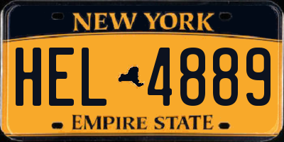 NY license plate HEL4889