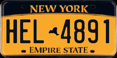 NY license plate HEL4891