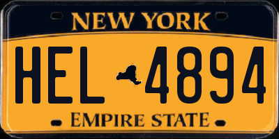 NY license plate HEL4894
