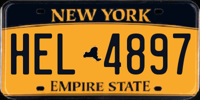 NY license plate HEL4897