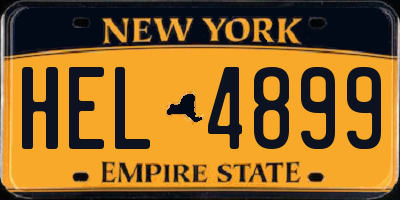 NY license plate HEL4899