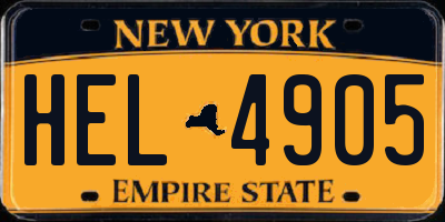 NY license plate HEL4905