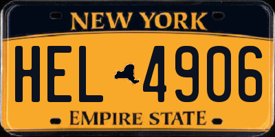 NY license plate HEL4906