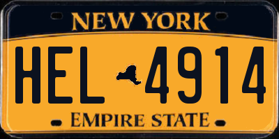 NY license plate HEL4914