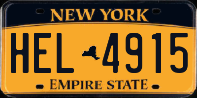 NY license plate HEL4915