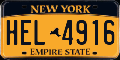 NY license plate HEL4916