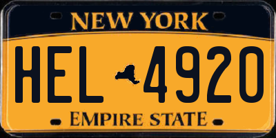NY license plate HEL4920