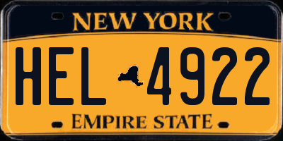 NY license plate HEL4922