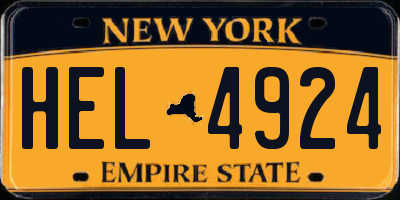 NY license plate HEL4924
