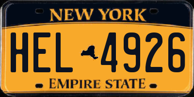 NY license plate HEL4926
