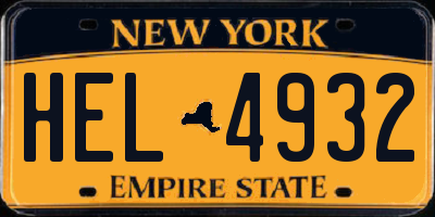 NY license plate HEL4932