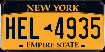 NY license plate HEL4935