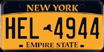 NY license plate HEL4944
