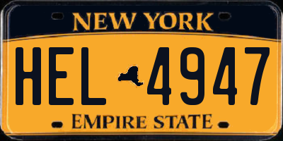 NY license plate HEL4947