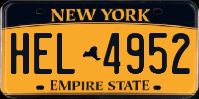 NY license plate HEL4952