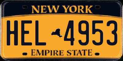 NY license plate HEL4953