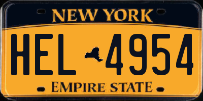 NY license plate HEL4954
