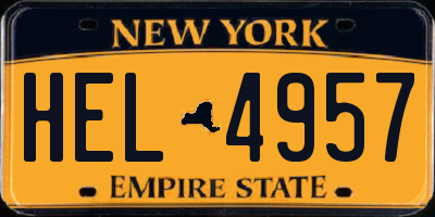NY license plate HEL4957
