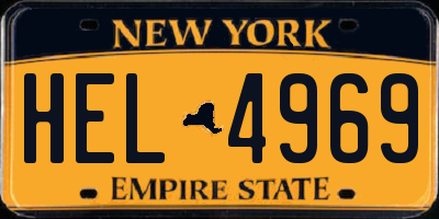 NY license plate HEL4969