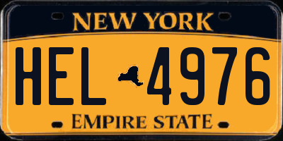 NY license plate HEL4976