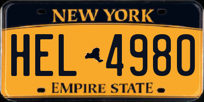 NY license plate HEL4980