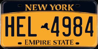 NY license plate HEL4984