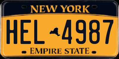 NY license plate HEL4987