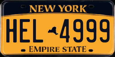 NY license plate HEL4999