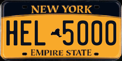 NY license plate HEL5000