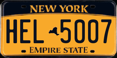 NY license plate HEL5007