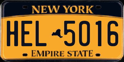 NY license plate HEL5016