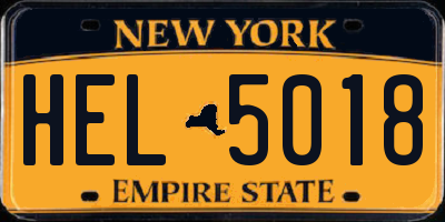NY license plate HEL5018