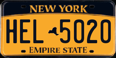 NY license plate HEL5020