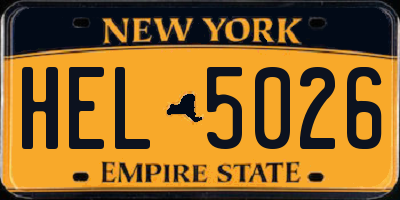 NY license plate HEL5026