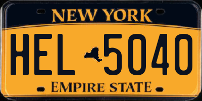 NY license plate HEL5040