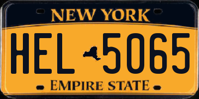 NY license plate HEL5065