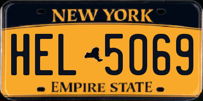 NY license plate HEL5069