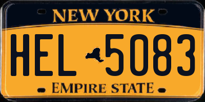 NY license plate HEL5083