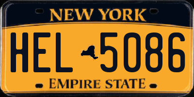 NY license plate HEL5086