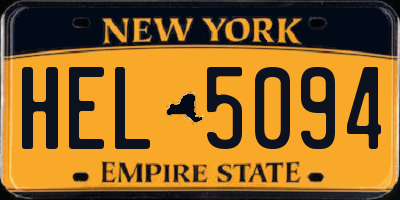 NY license plate HEL5094