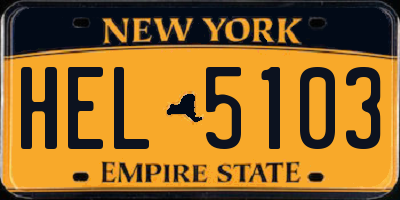 NY license plate HEL5103