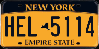 NY license plate HEL5114
