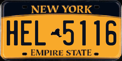 NY license plate HEL5116