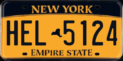 NY license plate HEL5124